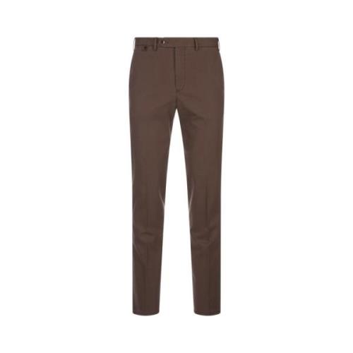 PT Torino Brun Bomull-Lyocell Byxor Mid-Rise Brown, Herr