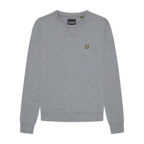 Lyle & Scott Klassisk Crew Neck Sweatshirt Mid Grey Gray, Herr