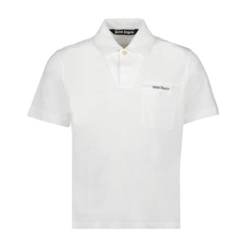 Palm Angels Klassisk Polo Skjorta med Logotyptryck White, Herr
