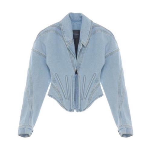 Mugler Blå Denim Korsettstil Jacka Blue, Dam