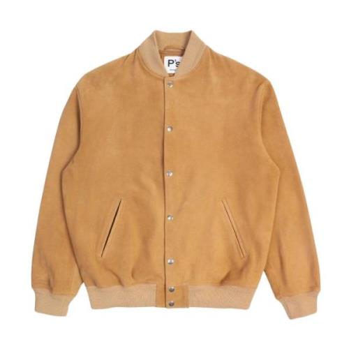 President's Mocka Varsity Jacket med Stickade Detaljer Beige, Herr