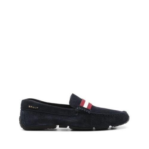 Bally Marinblå Mocka Loafers Herr Black, Herr