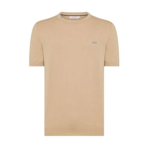 Sun68 Solid Knit T-Shirt Beige, Herr