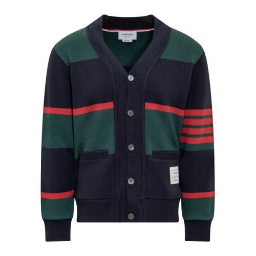 Thom Browne Y Neck Cardigan Sweater Multicolor, Herr