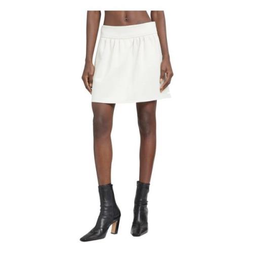 Max Mara Ivory Kort Kjol i Bomull Scuba White, Dam