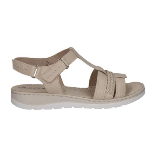 Caprice Beige Casual Open Flat Sandals Beige, Dam