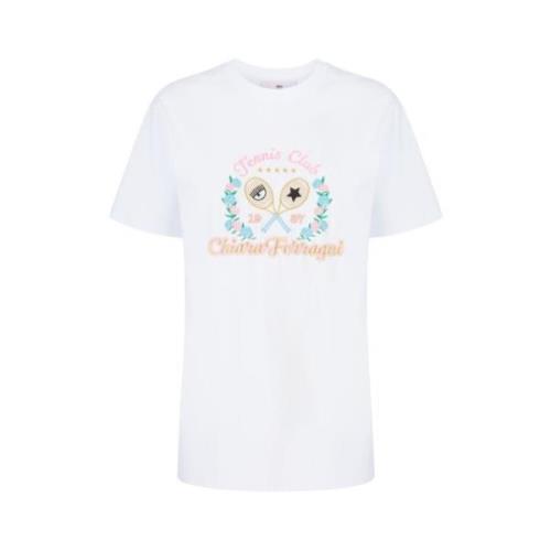 Chiara Ferragni Collection Vit Tennis Club Broderad T-shirt White, Dam