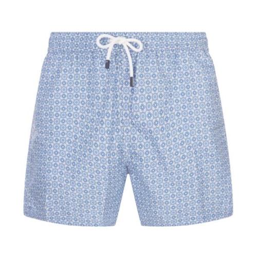 Fedeli Blå Blomma Badshorts Blue, Herr