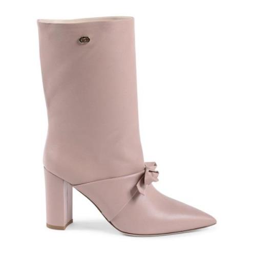 Dee Ocleppo Stilig Bow Short Boot med Guld Detalj Pink, Dam