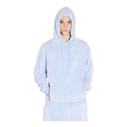 Martine Rose Terry Cloth Hooded Sweatshirt Blue, Herr