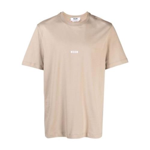 Msgm Logo Crew Neck Beige T-shirt Beige, Herr