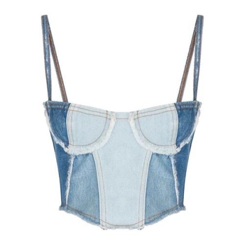 Chiara Ferragni Collection Denim Topp med Hjärtformad Ringning Blue, D...