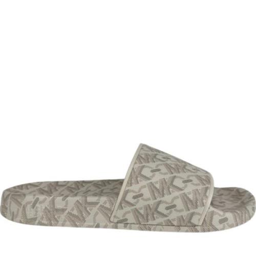 Michael Kors Beige Slide Tofflor för Kvinnor Multicolor, Dam