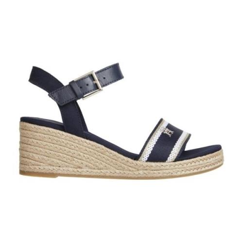 Tommy Hilfiger Blå Platt Webbing Sandal Blue, Dam