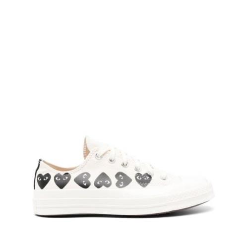 Comme des Garçons Play Hjärtmönster Canvas Sneakers Vit White, Herr