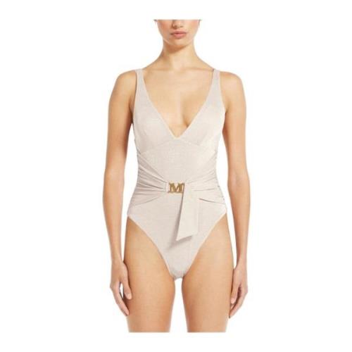 Max Mara Glittrande Beachwear Carlie Baddräkt Beige, Dam