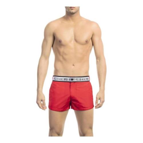 Bikkembergs Herr Logo Badbyxor med Knapp Dragkedja Red, Herr