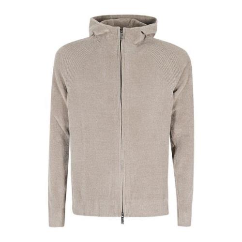 RRD Velvet Hood Zip Stickad Tröja Beige, Herr