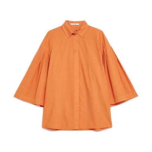 Maliparmi Poplin Loose Fit Skjorta Bred Ärm Orange, Dam