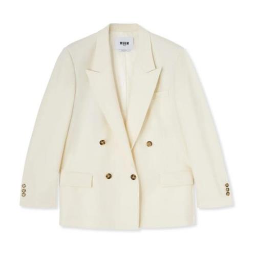 Msgm Dubbelknäppt ulljacka Beige, Dam