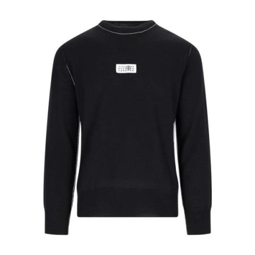 MM6 Maison Margiela Svart Logotröja med Kontrastdetaljer Black, Herr