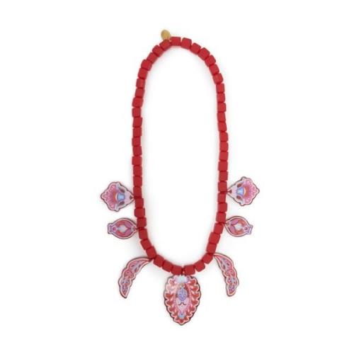Maliparmi Resin Hänge Halsband med Kollektionstryck Red, Dam
