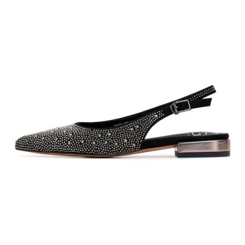 Cesare Gaspari Jewel Slingback Ballet Pumps Black, Dam