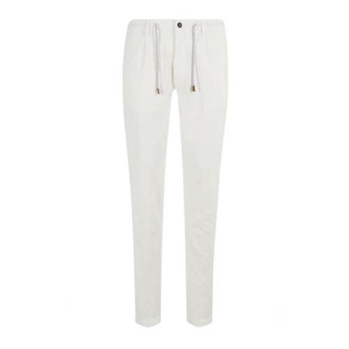 Eleventy Stretch Bomull Jogger Byxor White, Herr