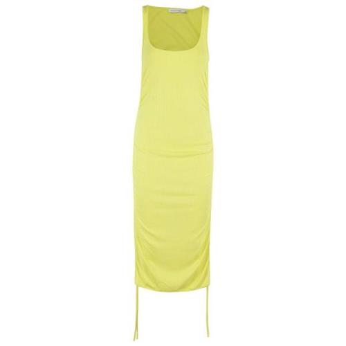 Amen Ribbed Dress Yellow, Dam