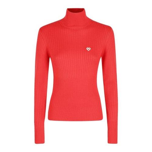 Casablanca Rippad High Neck Topp Red, Dam