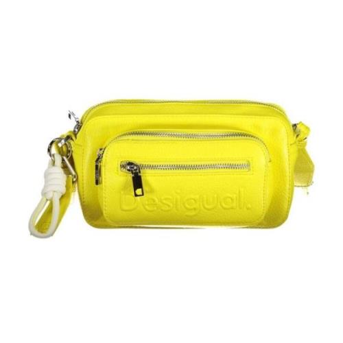 Desigual Gul Polyeten Handväska med Flera Fack Yellow, Dam