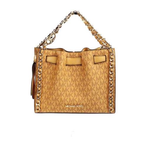 Michael Kors Kedja Inlay Crossbody Väska med Kortplatser Brown, Dam