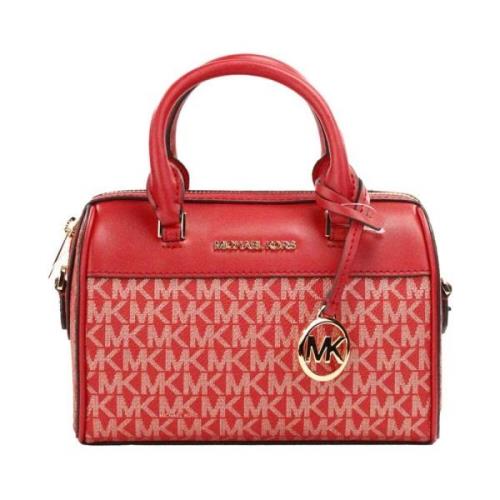 Michael Kors Röd Signature Duffle Crossbody Väska med Kortplatser Mult...