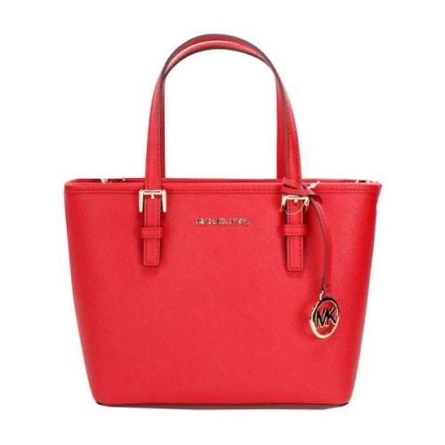 Michael Kors Röd läder Carryall Tote med Top Zip Red, Dam