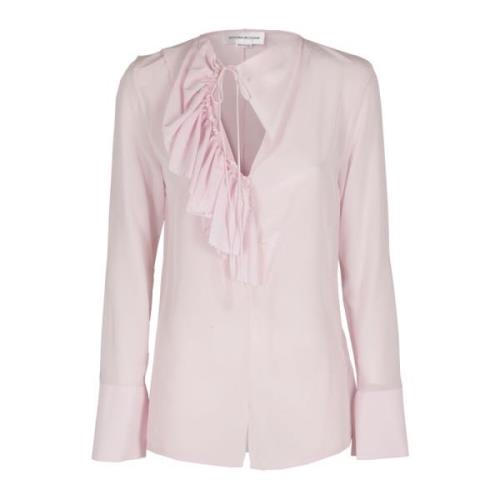 Victoria Beckham Ruffle Blus Pink, Dam