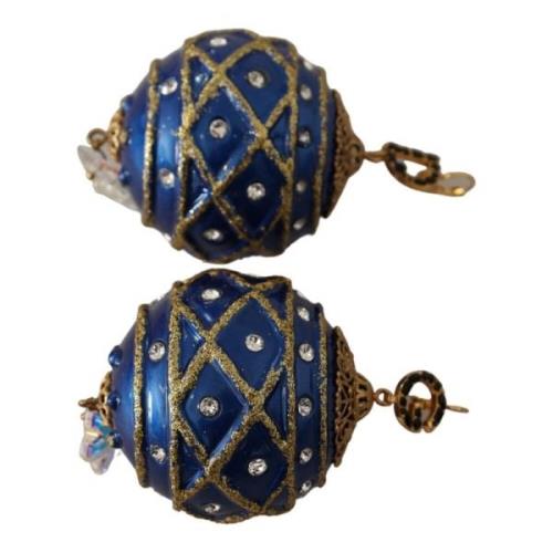 Dolce & Gabbana Blå Julkula Kristall Krok Guld Mässing Örhängen Blue, ...