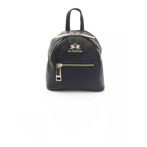 La Martina Elegant Läder Messenger Väska med Logodetaljer Black, Herr