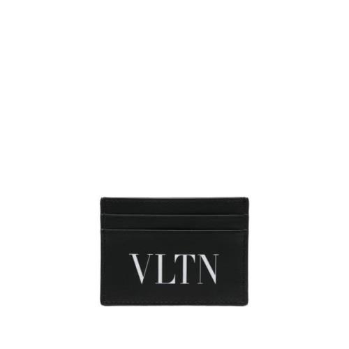 Valentino Garavani Matte Effect Logo Print Wallets Black, Herr