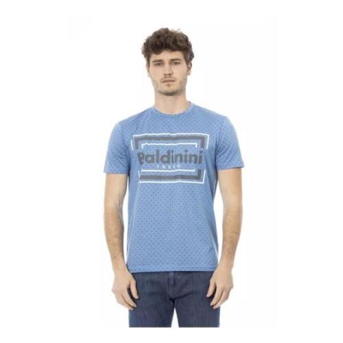Baldinini Herr Bomull T-shirt med Front Print Blue, Herr