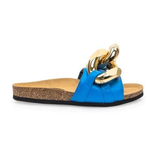 JW Anderson Blå Läder Platta Sandaler Blue, Dam