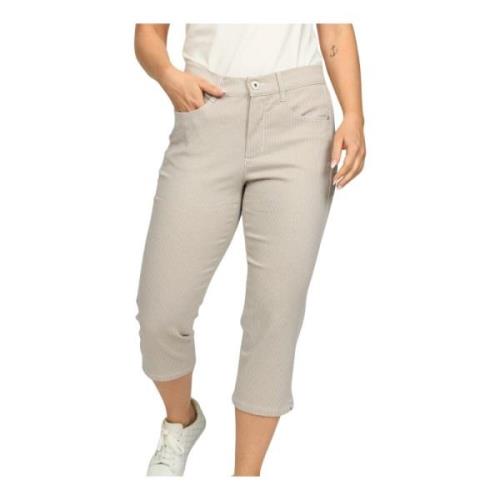 2-Biz Randiga Cropped Byxor Sand Stripe Beige, Dam