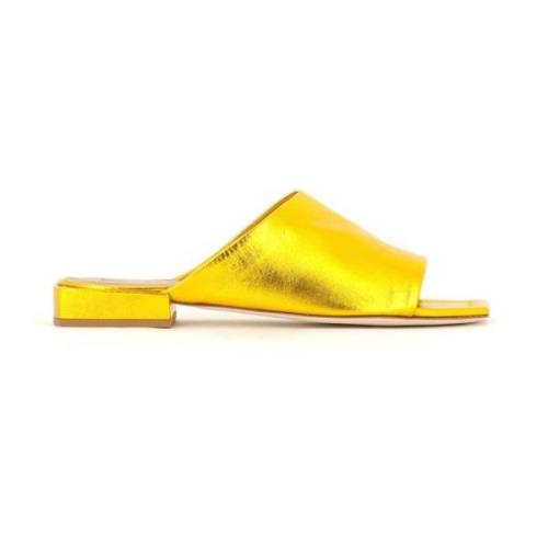Fabio Rusconi Metallic Yellow Gold Läder Slide Yellow, Dam