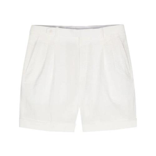 Brioni Vita Seersucker Chino Shorts White, Herr