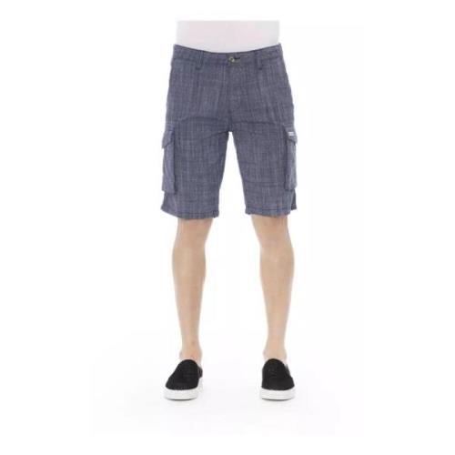 Baldinini Blåa Cargo Shorts med Dragkedja och Knappstängning Blue, Her...