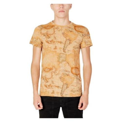 Alviero Martini 1a Classe Beige Tryckt T-shirt Korta ärmar Brown, Herr