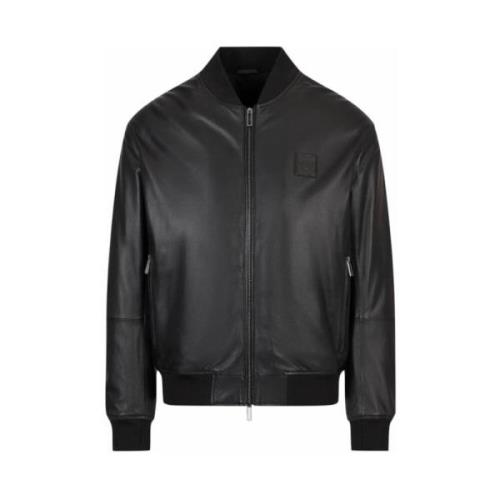 Armani Lyxig Bomberjacka med Ull Detaljer Black, Herr