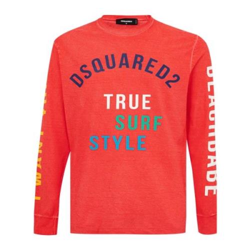 Dsquared2 Långärmad True Surf Style T-Shirt Red, Herr