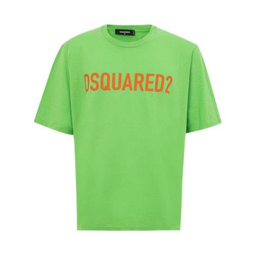 Dsquared2 Bomull Oversize Logo T-shirt Green, Herr