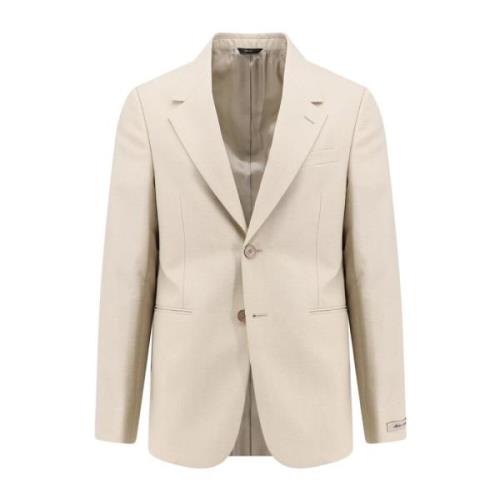 Fendi Beige Blazer Klassisk Revers Två Knappar Beige, Herr