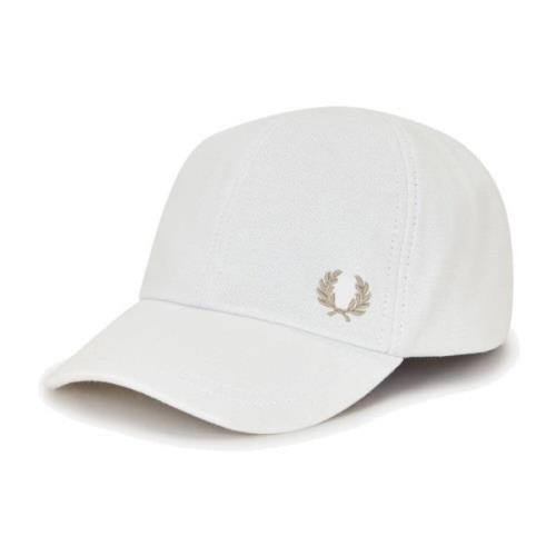 Fred Perry Klassisk Pique Bomullskeps Laurbär Broderi White, Dam